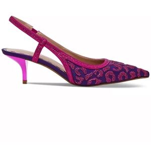 Betsy Johnson Nahla pointed toe slingback purple leopard pumps size 6